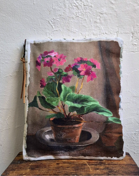 Swarm Amsterdam | Canvas Painting Zip Clutch - Pink Geraniums