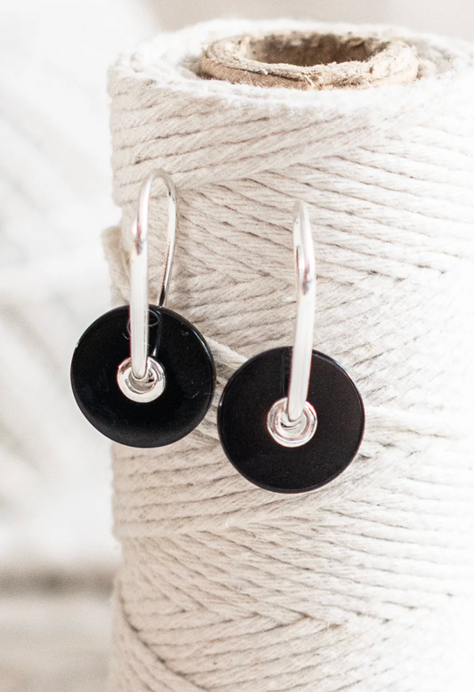 Verdant Heart | Baie Earrings Onyx - Silver