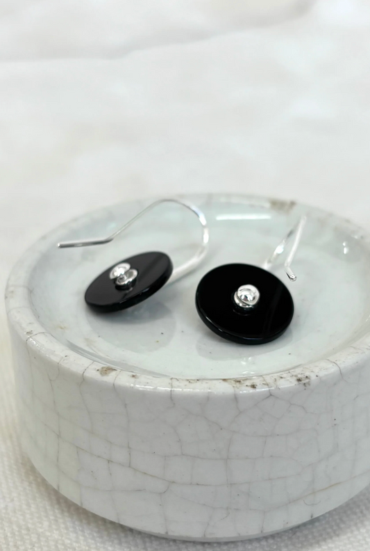 Verdant Heart | Baie Earrings Onyx - Silver