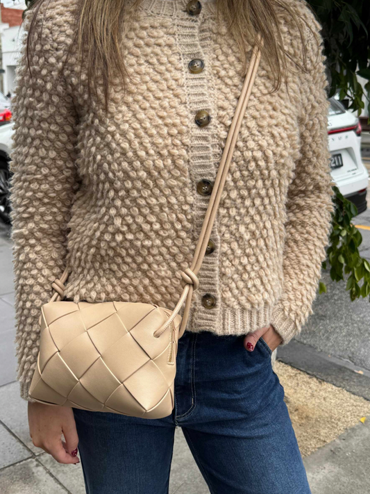 L'ORA D'ORO | Large Weave Crossbody Bag - Latte