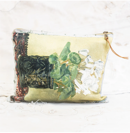 Swarm Amsterdam | Canvas Painting Zip Clutch - Cyclamen