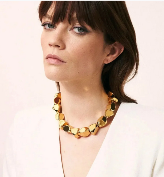 Vanessa Baroni |Stone Shaped Gold Necklace