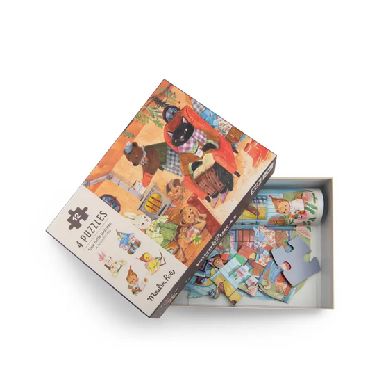 Moulin Roty | Les Minouchkas 4 mini puzzles 'A perfect day'