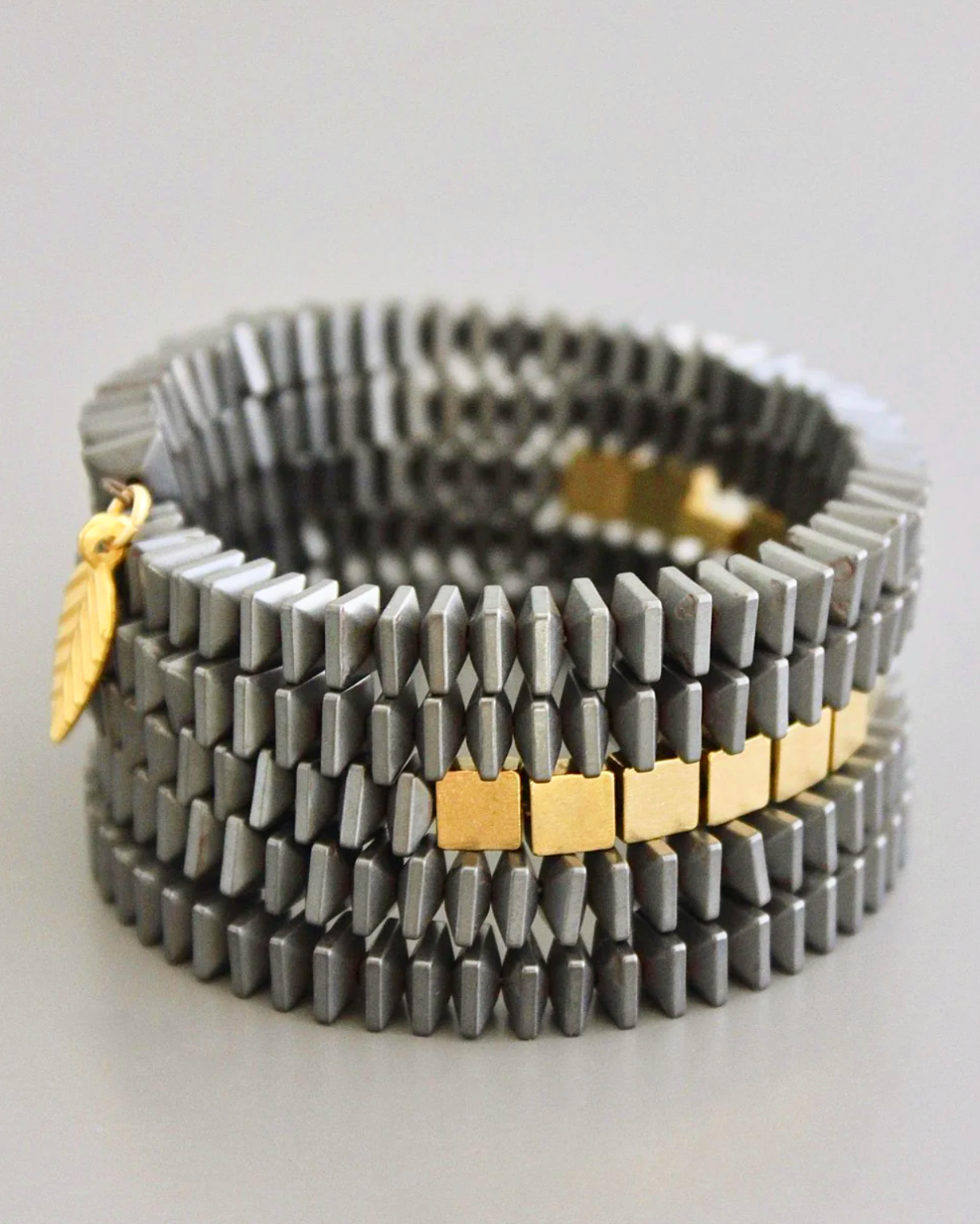 David Aubrey | Hematite and brass wrap bracelet