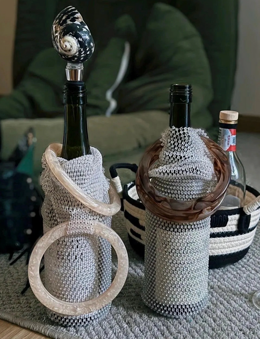 Luxe Crystal Wine Carrier: Brown