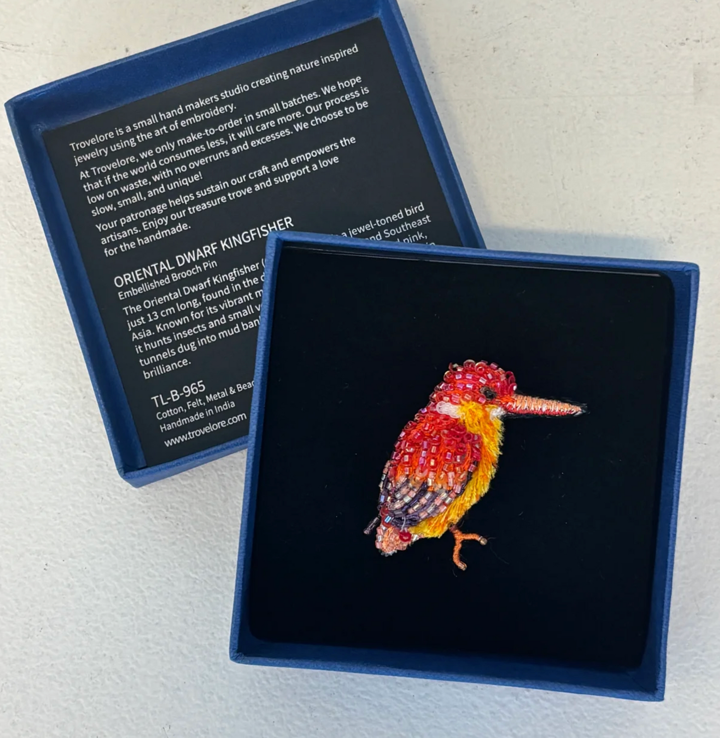 TROVELORE  | Dwarf Kingfisher Brooch