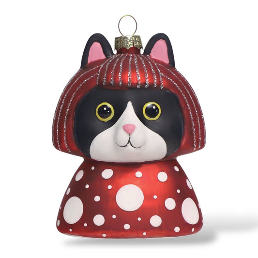Naked Decor | Museum Collection Yayoi Kusameow Tuxedo Glass Cat Ornament - LAST ONE