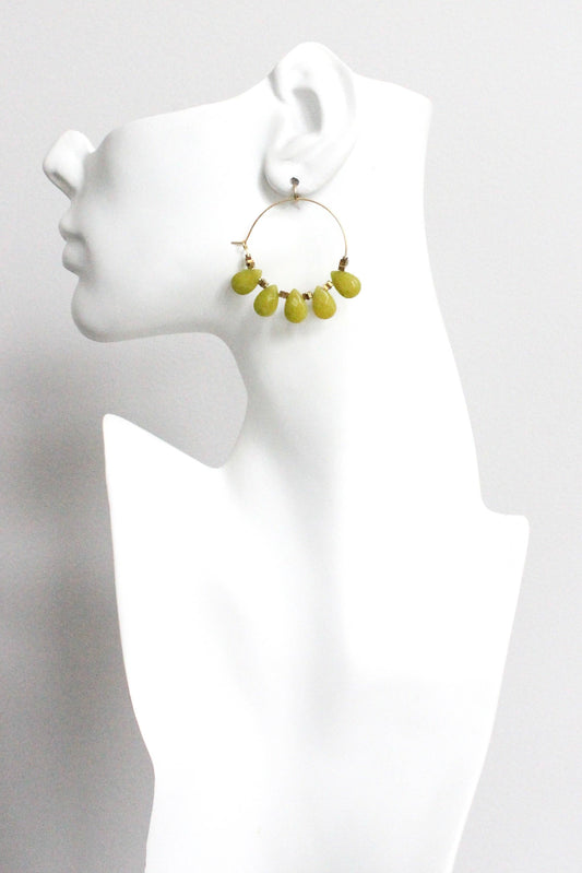 David Aubrey |  Dyed olive jade hoop earrings