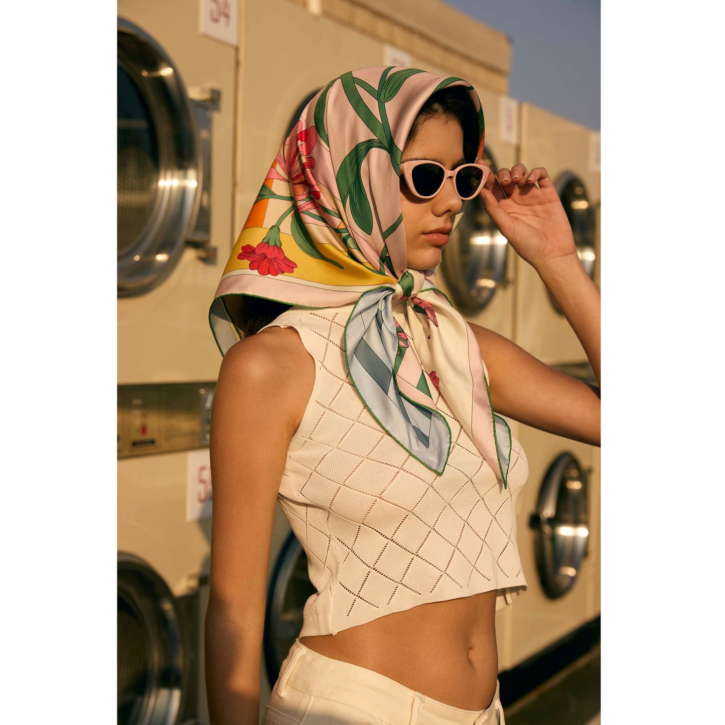 Jessie Zhao New York - Double Sided Silk Scarf of Flowers Daydreams