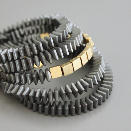 David Aubrey | Hematite and brass wrap bracelet