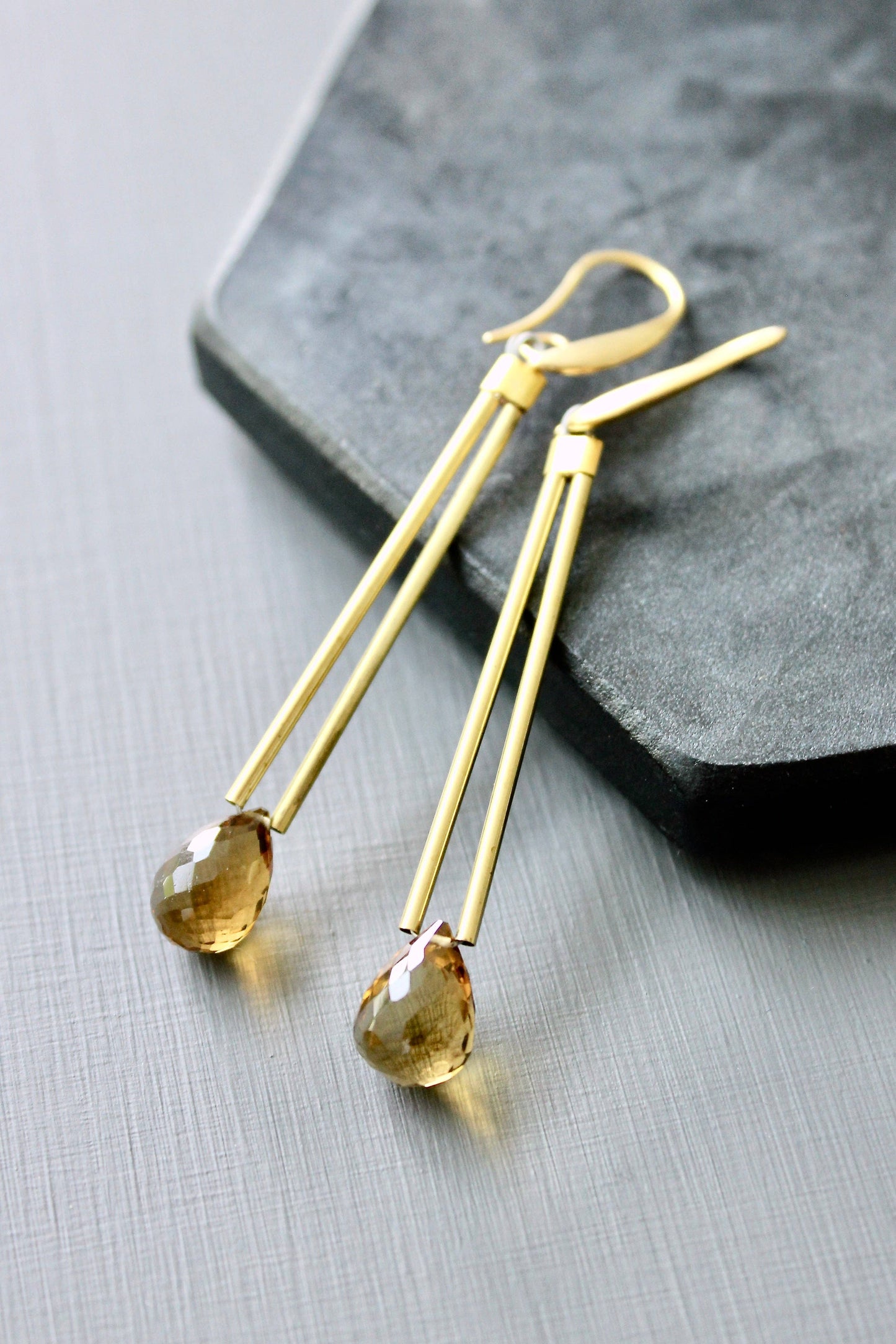 David Aubrey | Beer quartz earrings