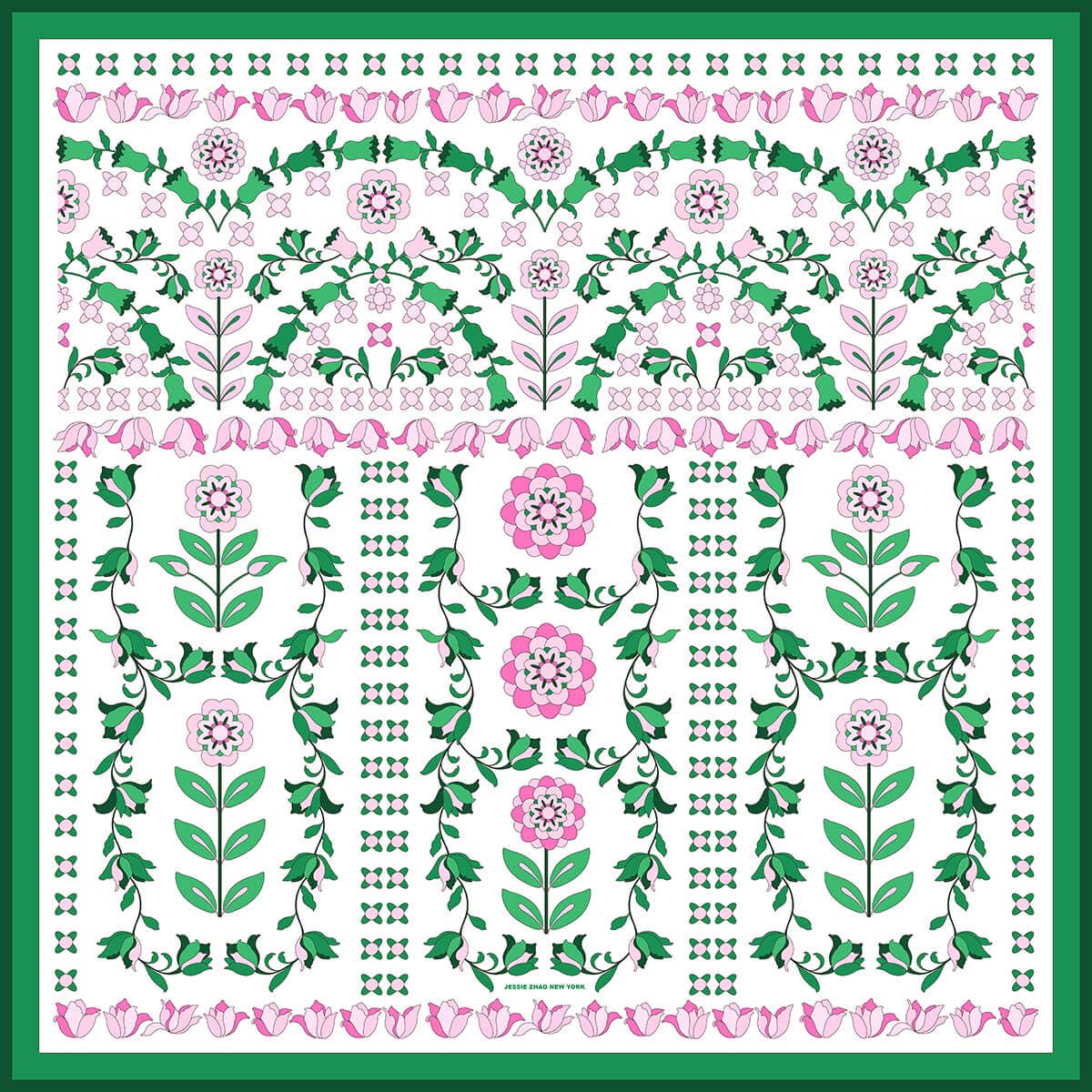 Jessie Zhao New York - Ivy Parterre Double Sided Silk Scarf