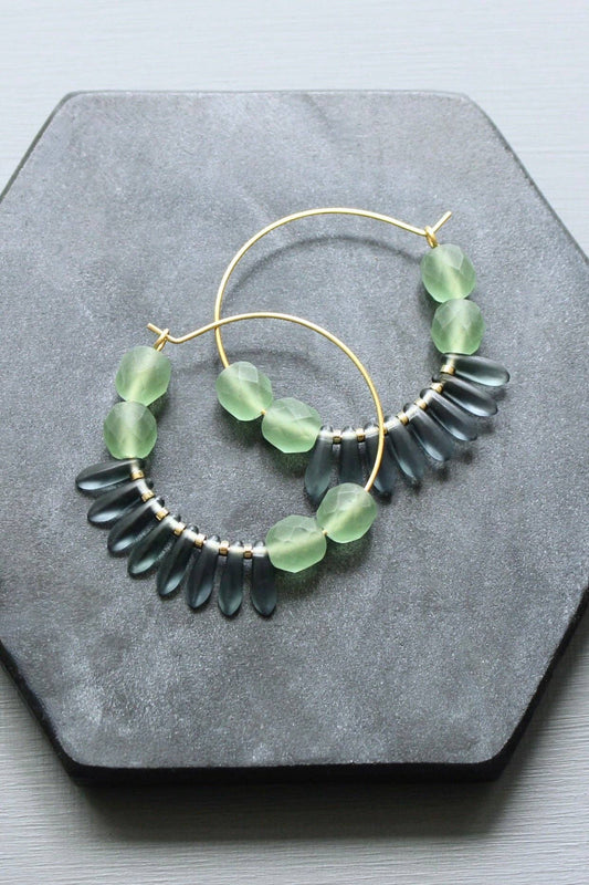 David Aubrey | Seafoam and blue montana hoop earrings