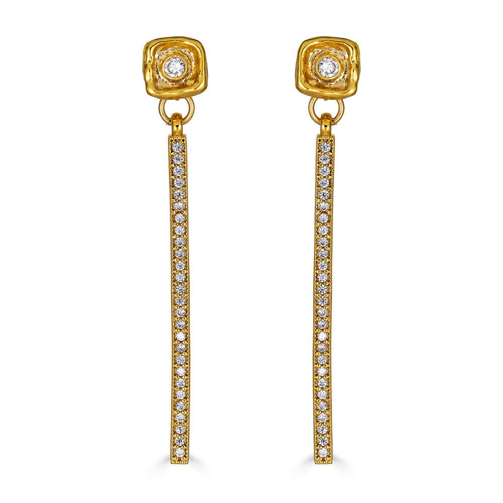 Loni Paul | Gold Crystal Bar Earrings