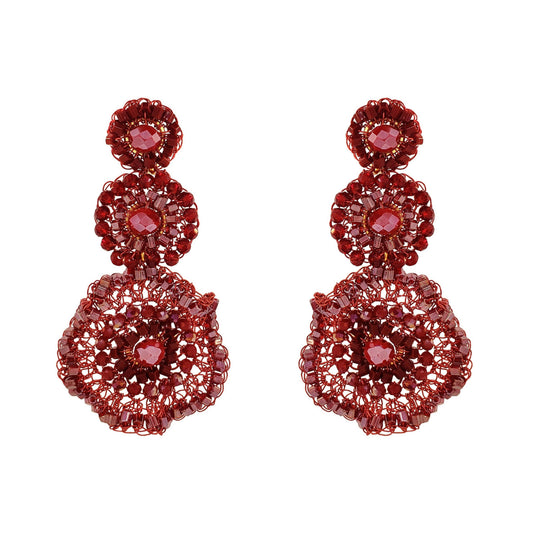Tricia Milaneze | Burgundy Trio Crochet Earrings